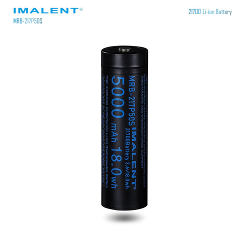 باتری لیتیوم یون IMALENT MRB-217P50S، باتری 21700، باتری چراغقوه، باتری با ظرفیت بالا، باتری با جریان تخلیه بالا، باتری IMALENT، باتری مقاوم در برابر آب، باتری با طول عمر بالا، باتری شارژ سریع
