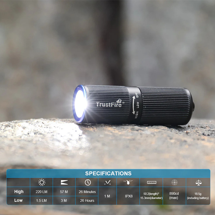 TrustFire Mini 2S Keychain Flashlight specs