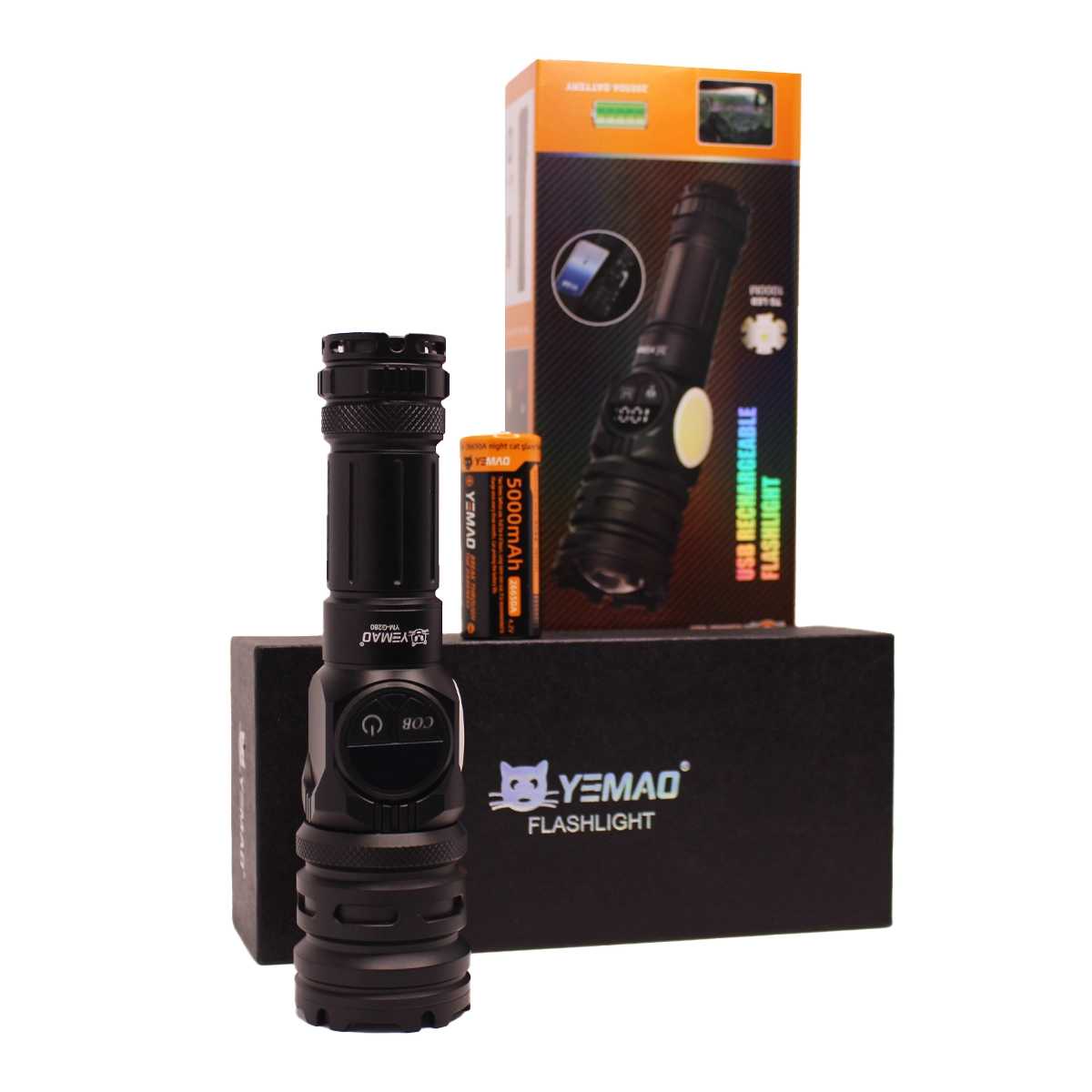 چراغ قوه چندحالته حرفه‌ای YEMAO مدل YM-G280- تنظیم نور از ملایم تا پرتاب قوی