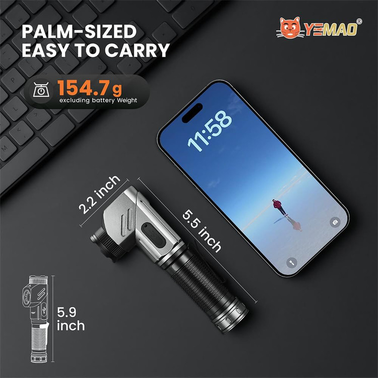 چراغ قوه چندحالته حرفهای - تنظیم نور از ملایم تا پرتاب قوی