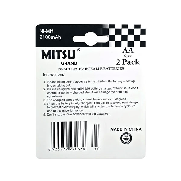 باتری قلمی قابل شارژ مدل MITSU GRAND